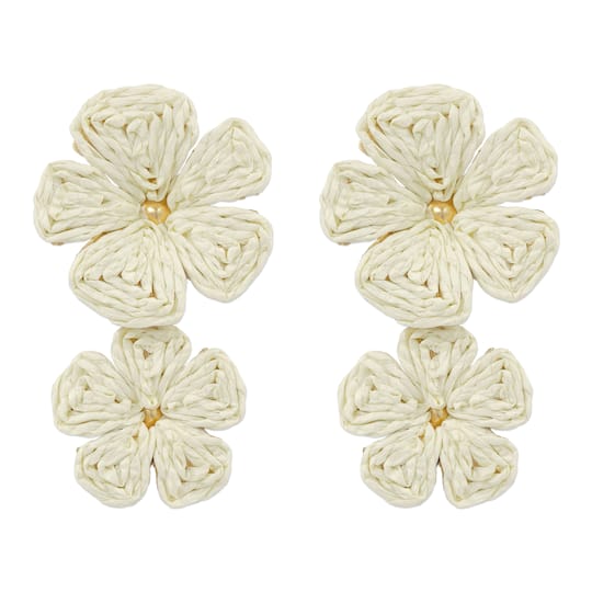 Double Raffia Flower Earrings by Make Market